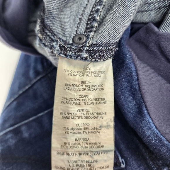 Indigo Blue Maternity Jeans Stretch Full Panel Dark Wash Pullover Petite PS - Picture 7 of 8